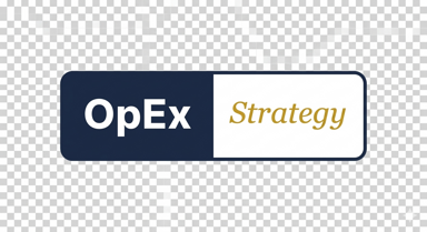 OpEx Strategy logo — navy and gold badge design
